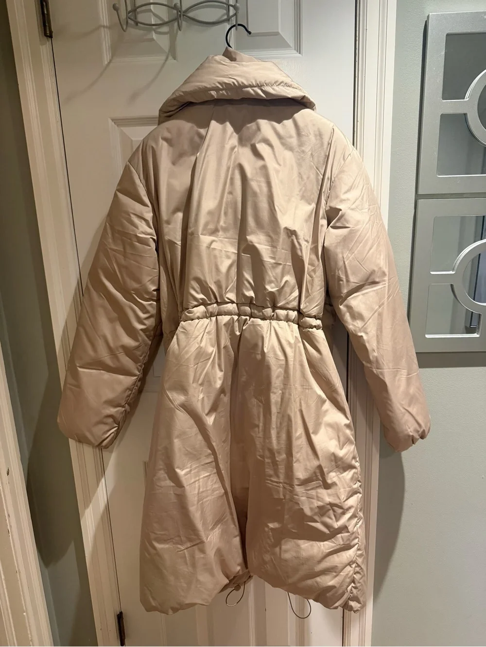 Old Navy Women's Light Beige Long Puffer Coat